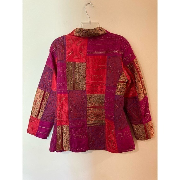 Chico’s Large Beaded Silk Blend Artsy Jacket‎ Embellished Size 2 - Picture 8 of 8